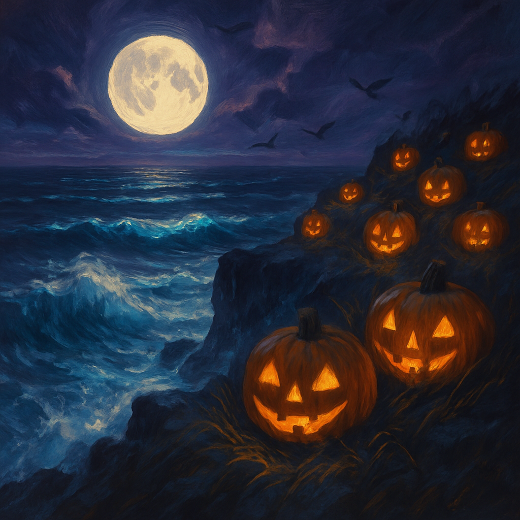 Pumpkin Coastline Glow DIY paint by numbers