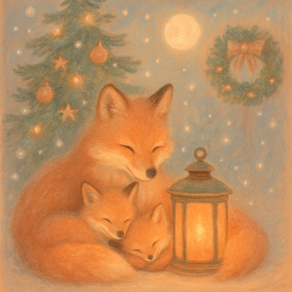 Frosted Fox Family Gathering Paint by numbers art