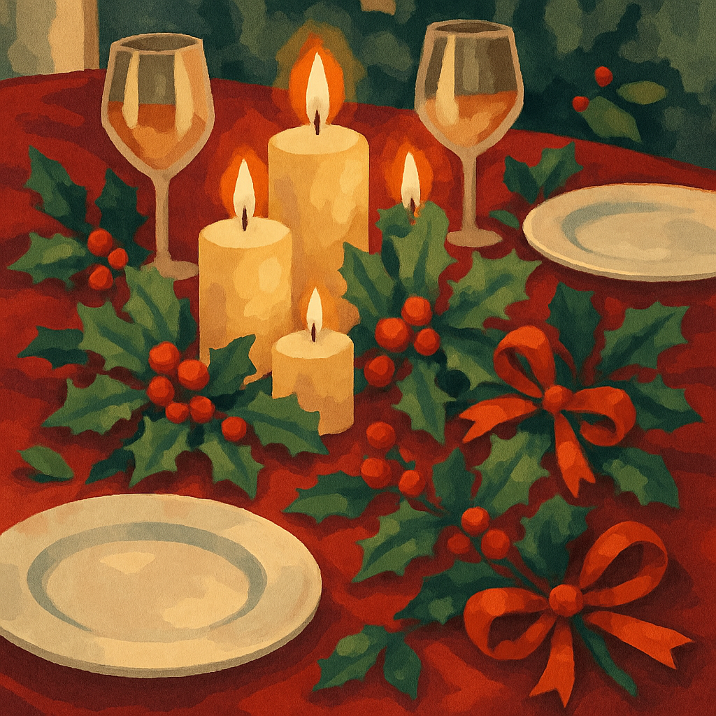 Candles On The Christmas Table Number painting