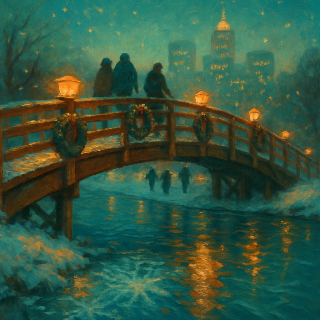 Holiday Lantern Bridge Crossing paint by numbers