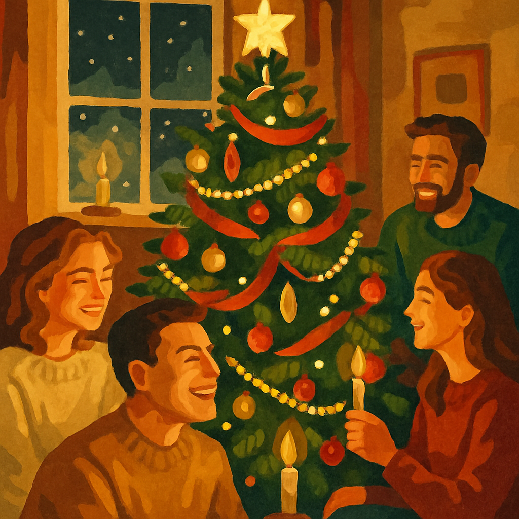 Star Garland Gathering Holiday Paint by numbers art