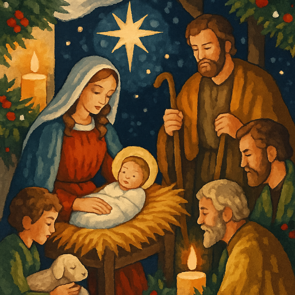 Golden Starlight Nativity Cozy paint by numbers