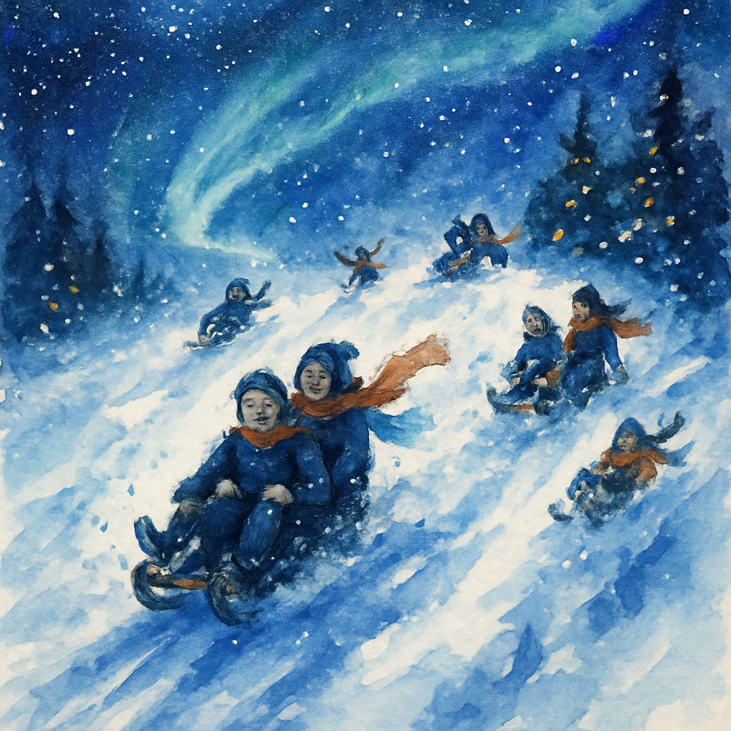 Sledding Over Starlit Ridge Painting by numbers kit
