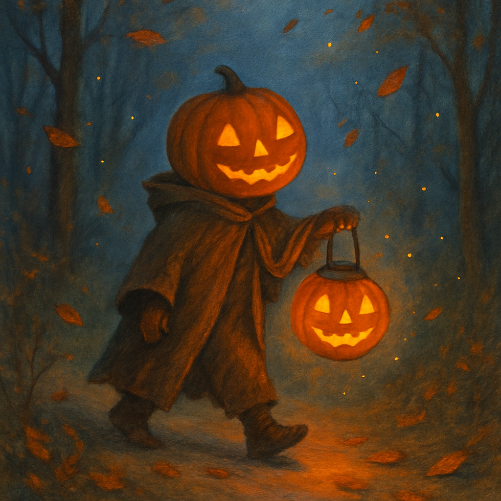 Cloaked Pumpkin Lantern Wanderer painting number kit