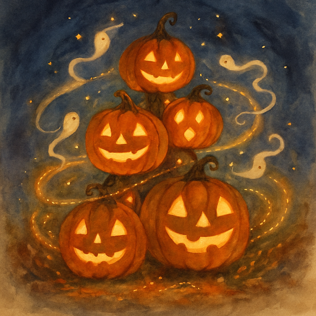 Stacked Jack O Lantern Carousel Number painting