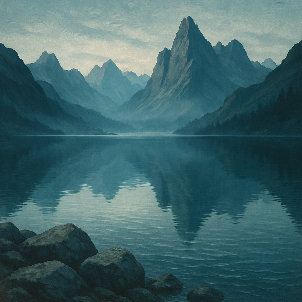 Misty Mountain Lake Mirror Painting by numbers kit