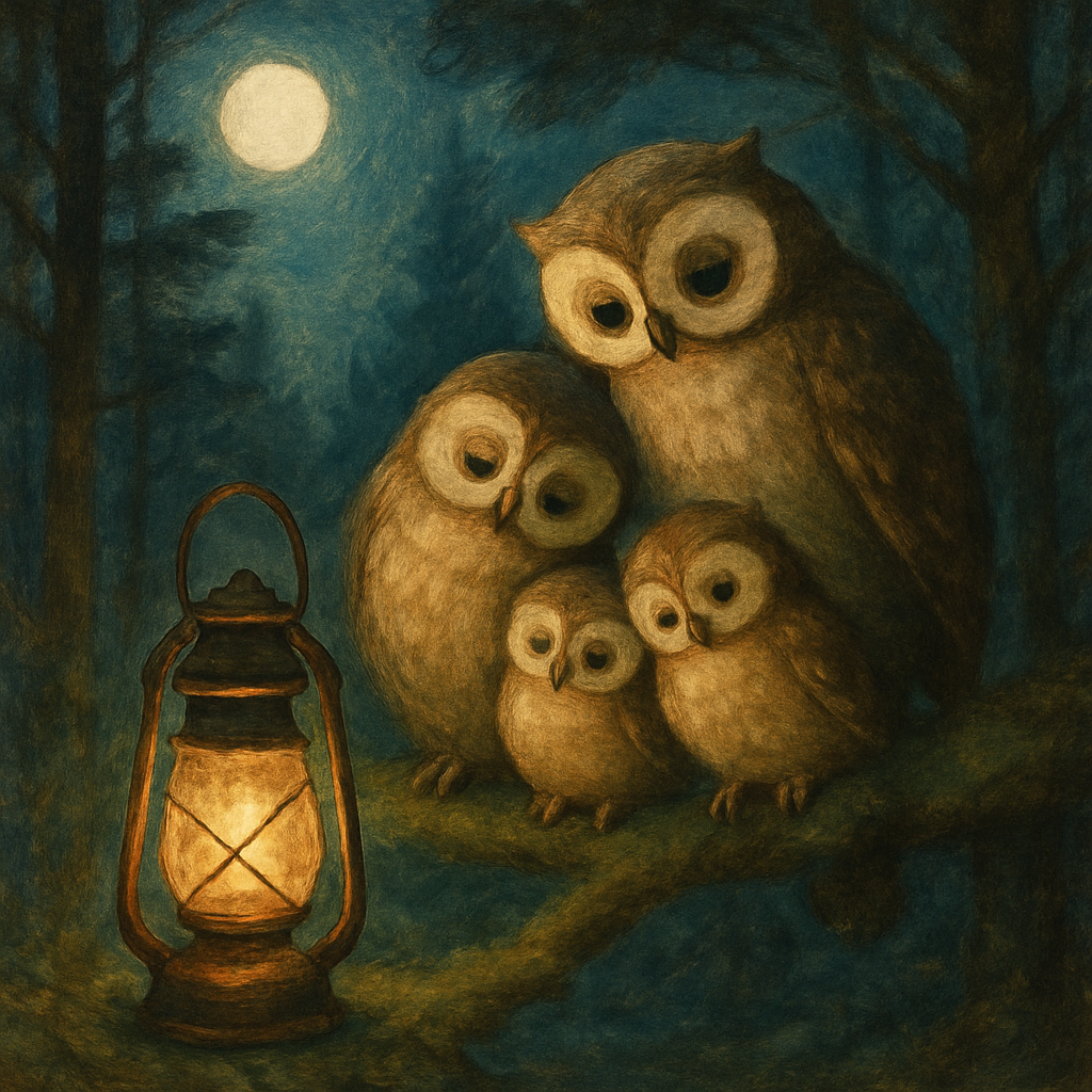 Forest Owls By Lantern Light Painting by numbers kit