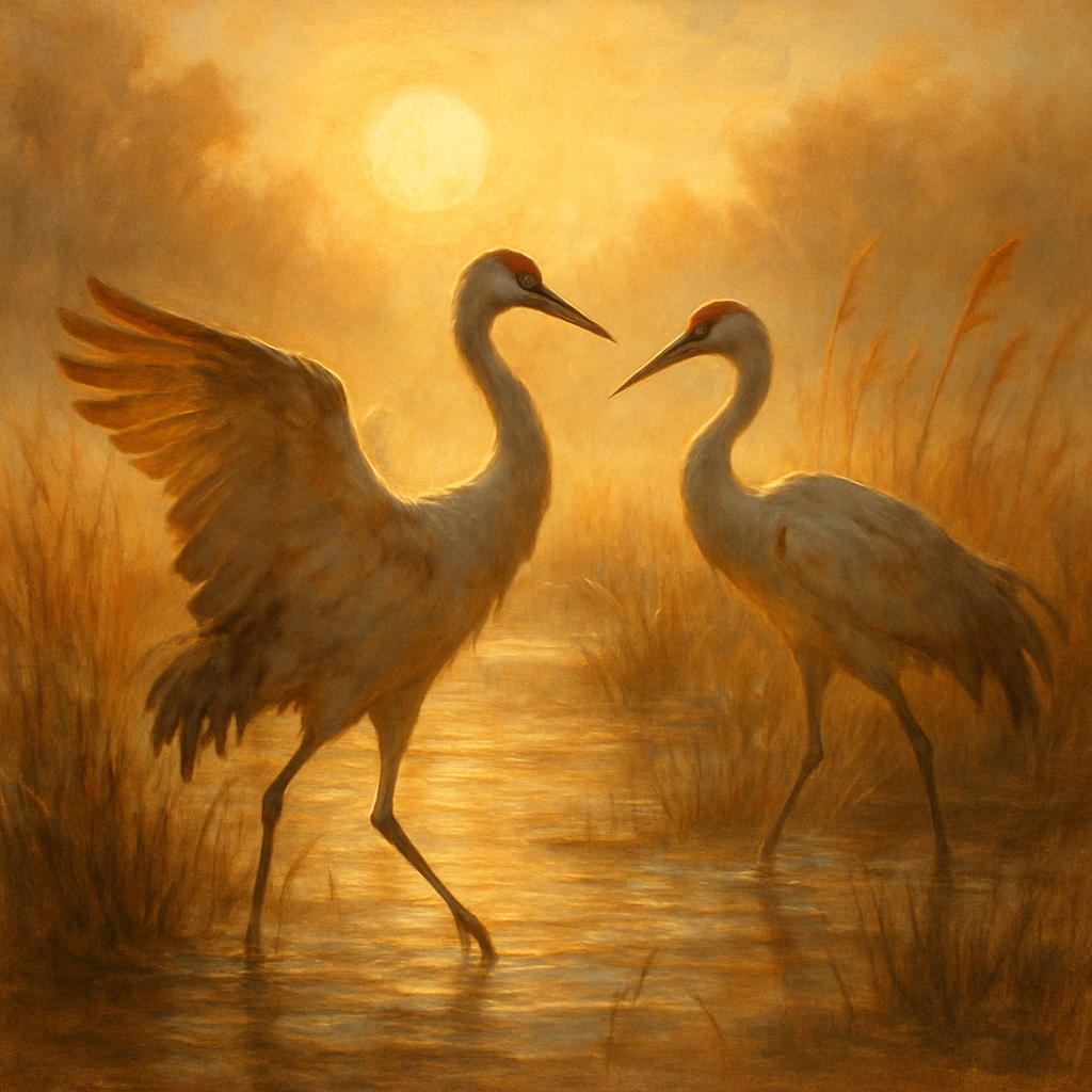 Cranes At Golden Marsh painting number kit