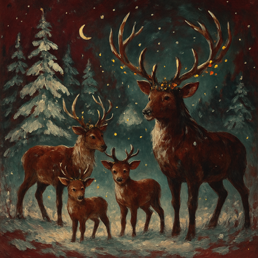 Reindeer Meadow Gathering DIY paint by numbers
