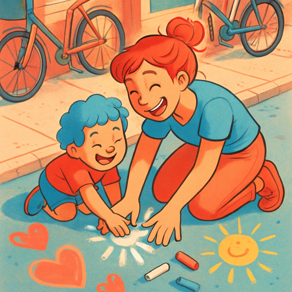 Chalk Art Together On Sidewalk Paint by numbers art