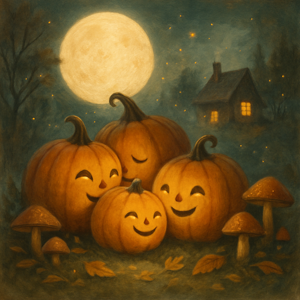 Moonlit Garden With Whispering Pumpkins Numbered painting kits