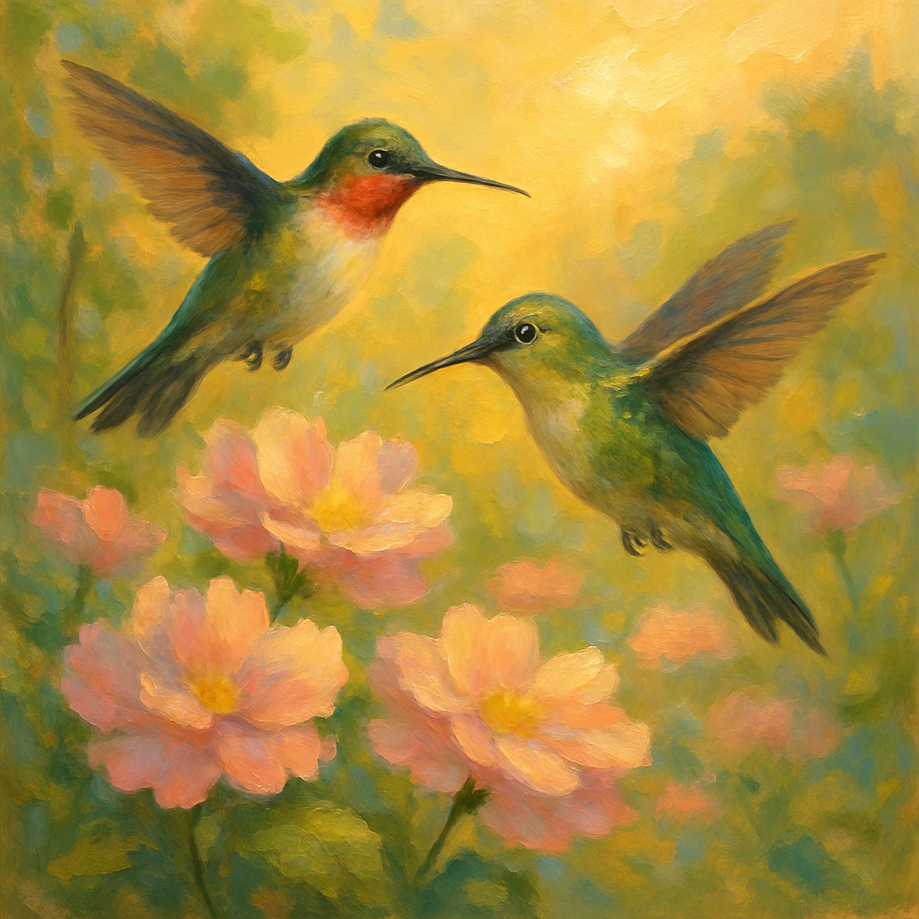 Serene Sunrise With Hummingbirds Paint by numbers kits