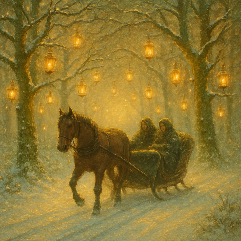 Sleigh Ride Through Lantern Forest paint by color