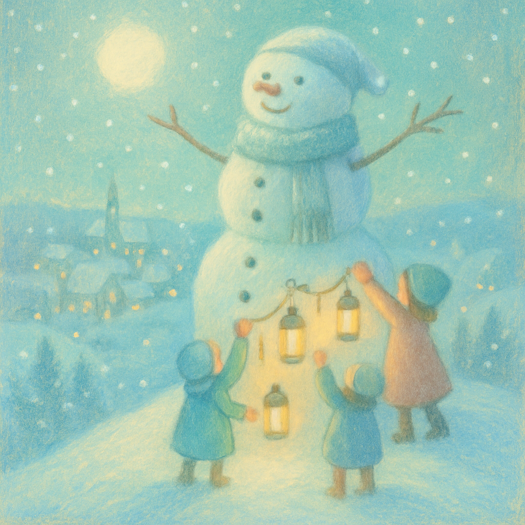 Snowman Beacon On Hill Paint by numbers kits