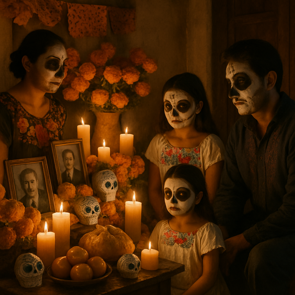 Dia De Muertos Family Altar Gathering Numbered painting kits