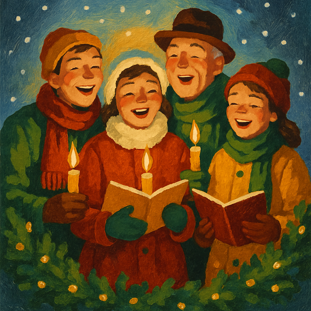 Candles And Caroling Crowd painting number kit