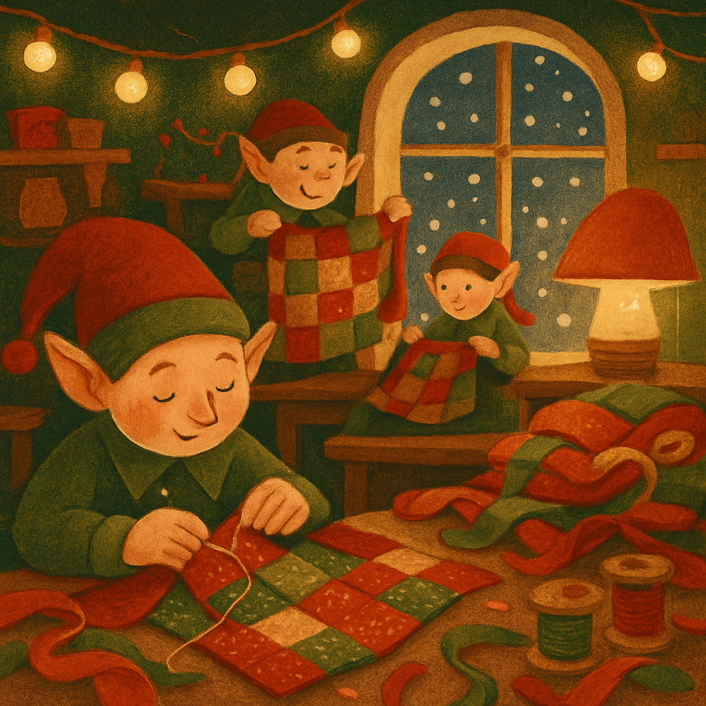 Elves Sewing Night Number painting