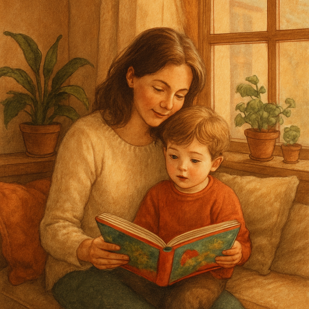 Mother And Child Reading Together Moments paint by number