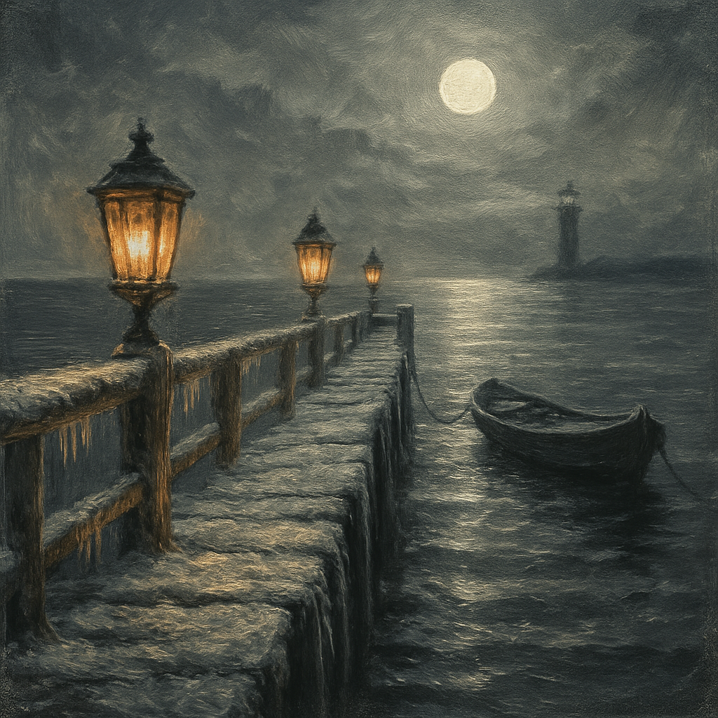 Lanterns Over Frosted Pier painting number kit