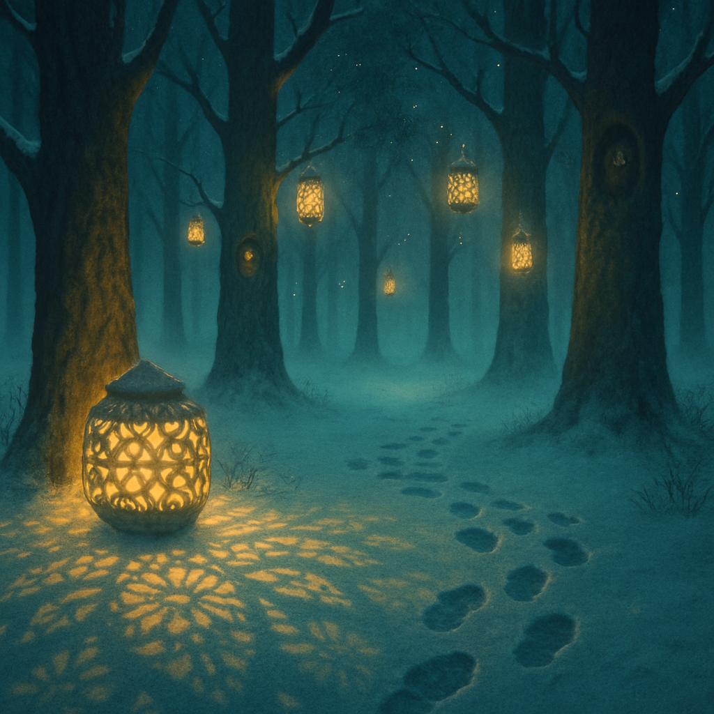 Snow Lantern Grove Number painting