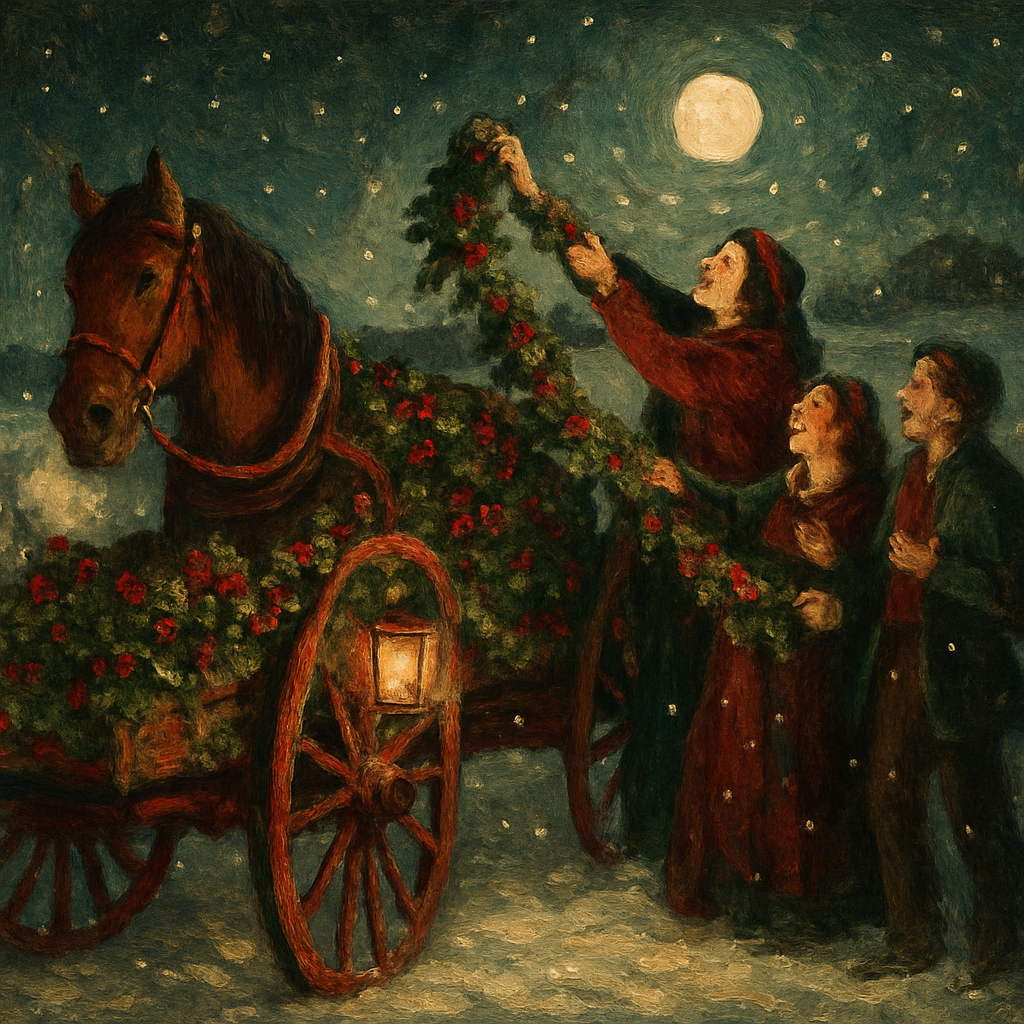 Holly Wagon By Moonlit Field Painting by numbers kit