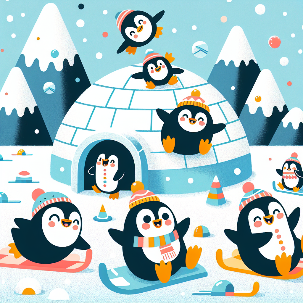 Playful Penguin Igloo Paint By Number