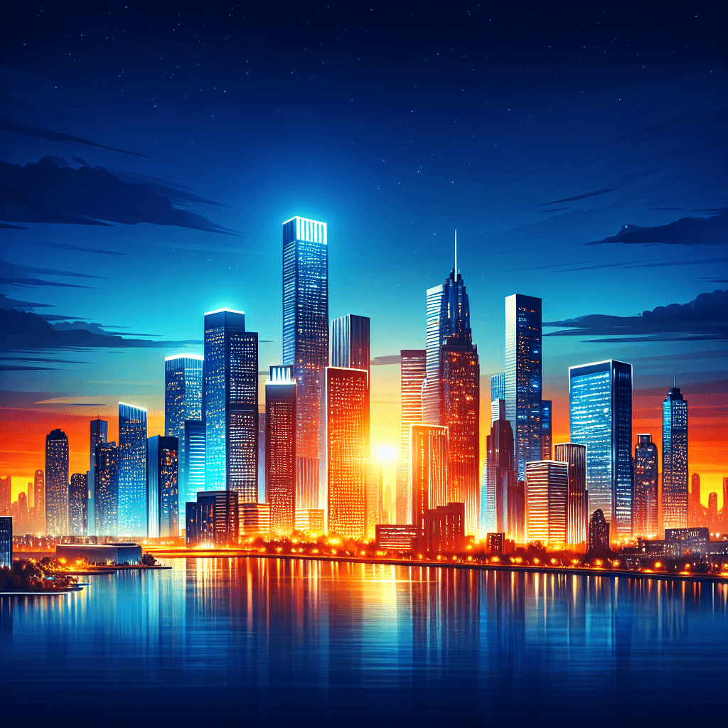 Radiant Urban Skyline Number Painting