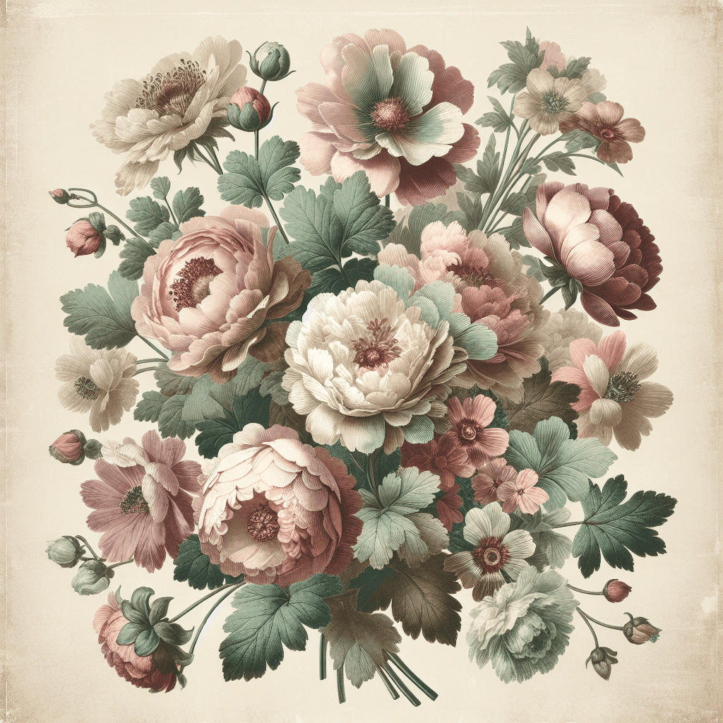 Antique Floral Collage Paint By Numbers