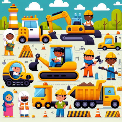 Colorful Construction Crew DIY Paint By Numbers
