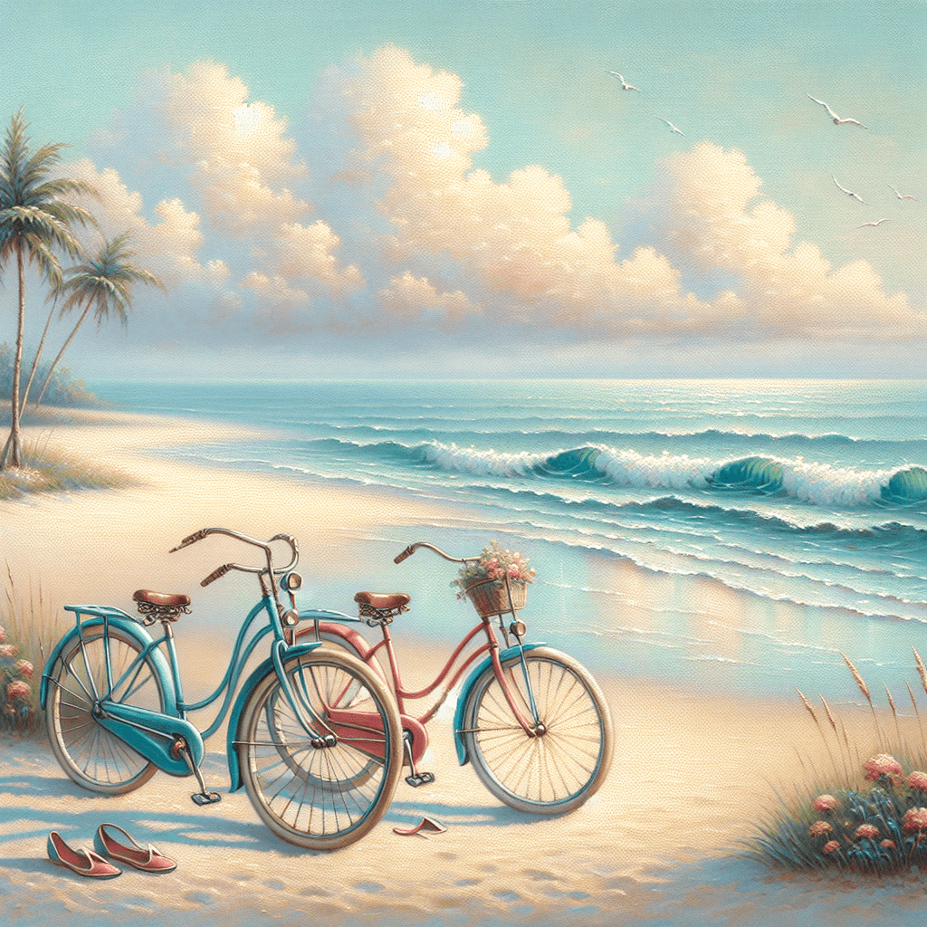 Vintage Bicycles By The Sea Number Painting