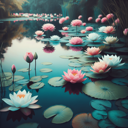 Pondside Lotus Harmony Paint By Numbers Art