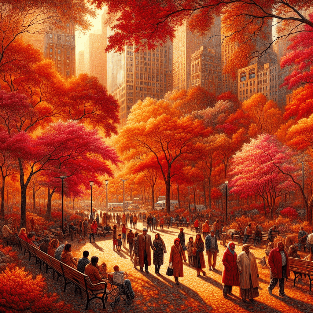 Charming City Park In Autumn Number Painting