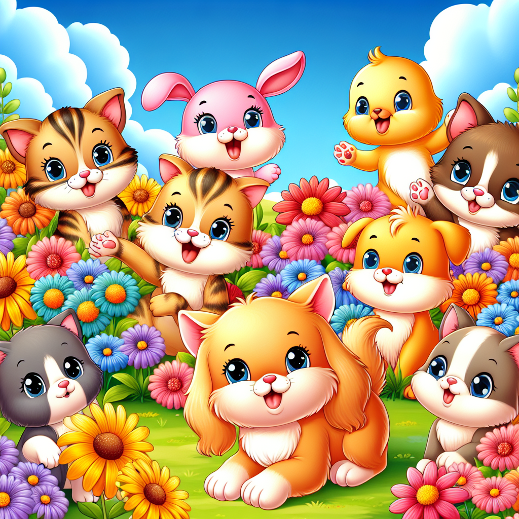 Cute Baby Animals In A Garden Paint By Numbers Art