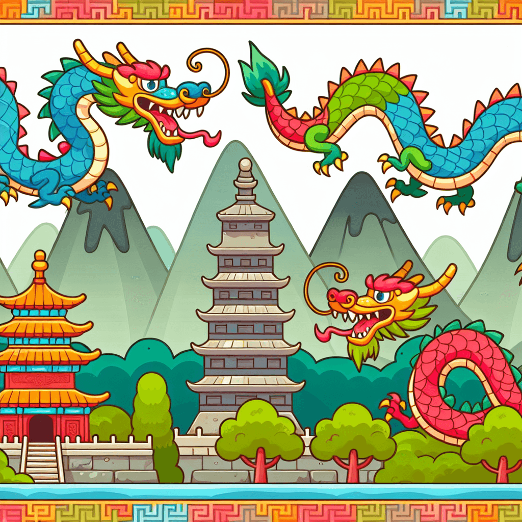 Ancient China With Dragons And Pagodas Paint By Numbers