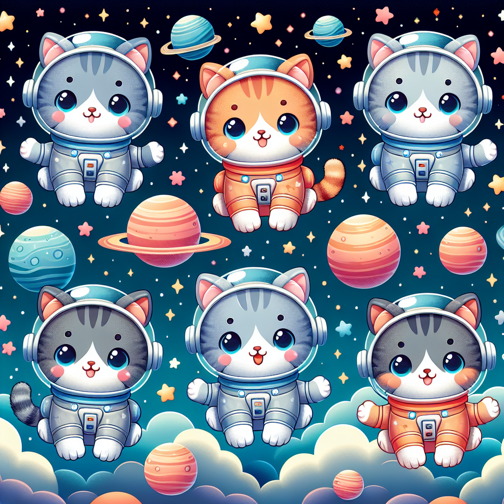 Playful Space Kittens Numbered Painting Kits