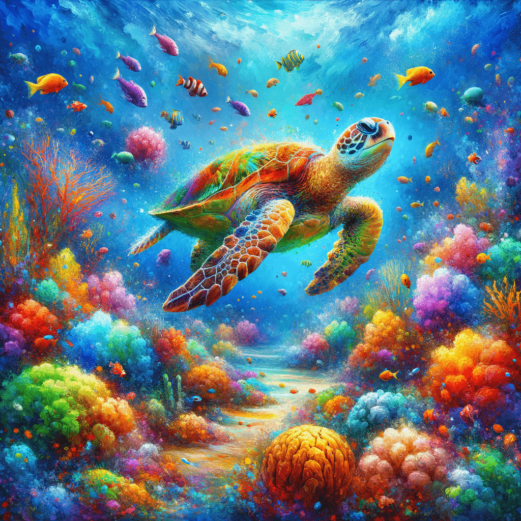 Colorful Sea Turtle Journey Paint By Number