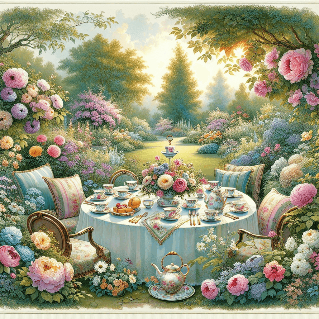 Picturesque English Tea Garden Number Painting