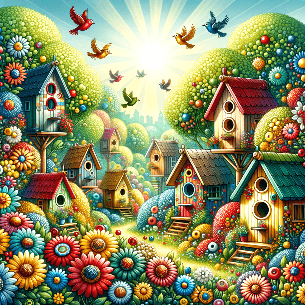 Charming Birdhouse Village Paint By Number