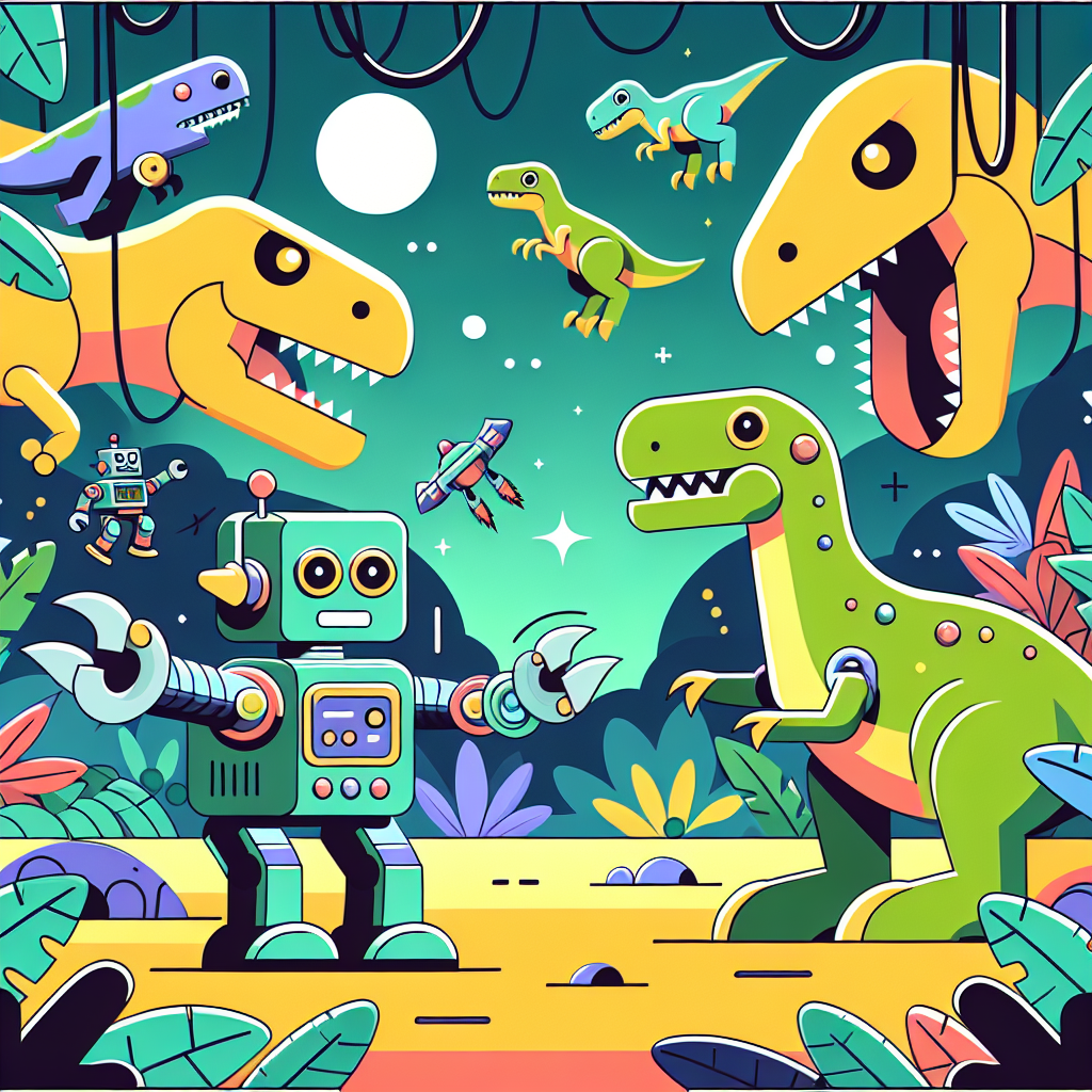 Robots Vs. Dinosaurs Number Painting