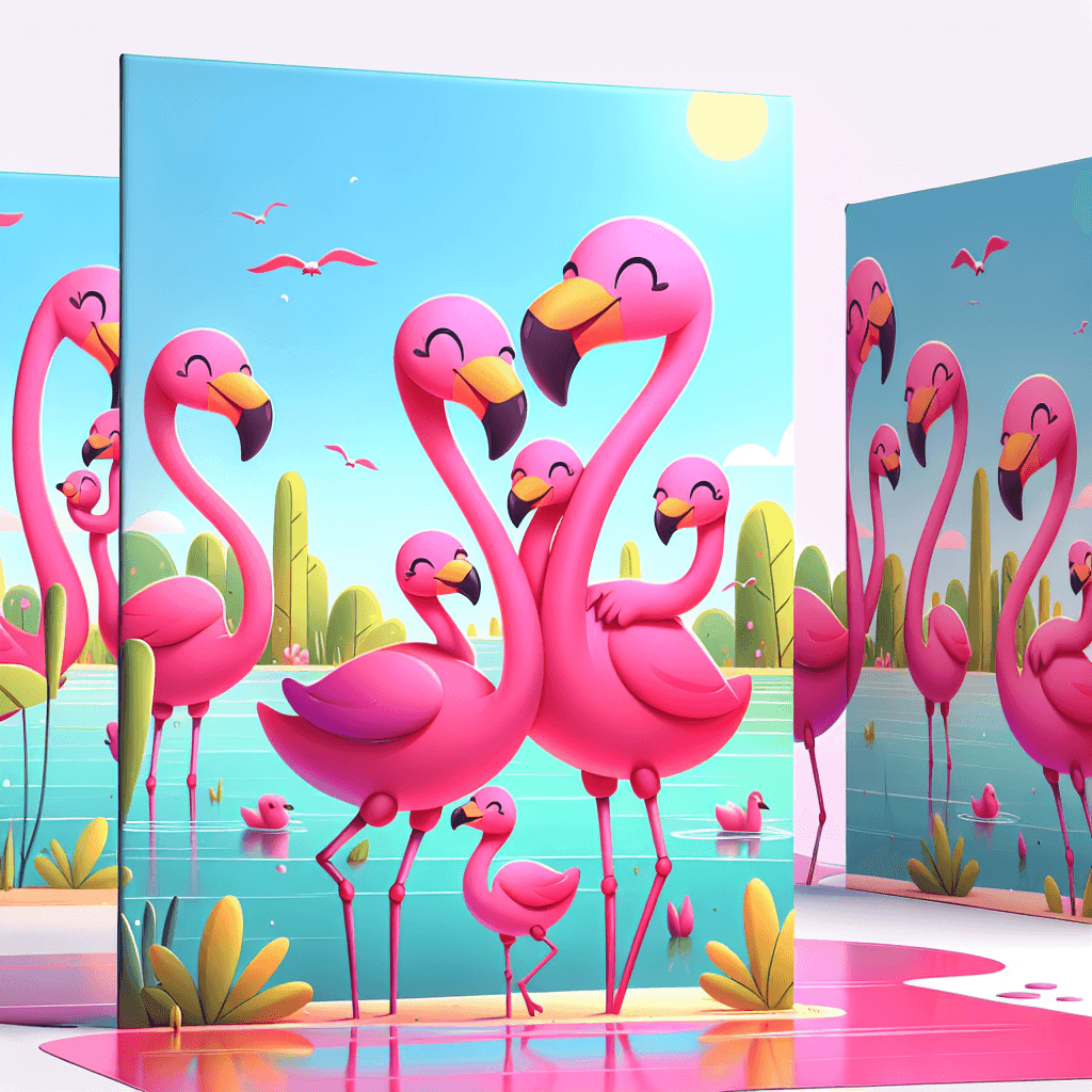 Fluffy Flamingo Family Number Painting