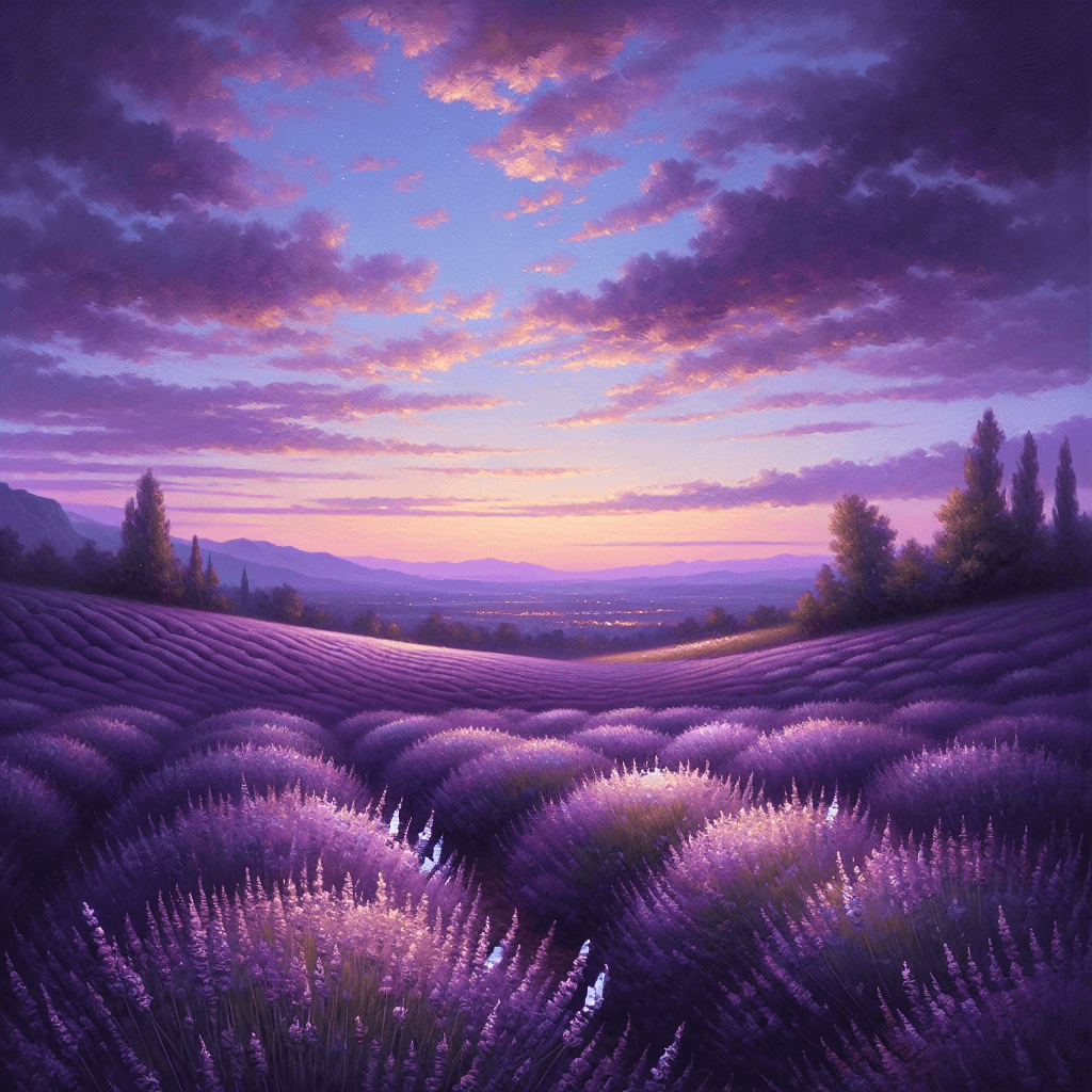 Peaceful Lavender Fields At Dusk Number Painting