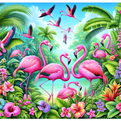 Dancing Flamingos In Paradise Paint By Number