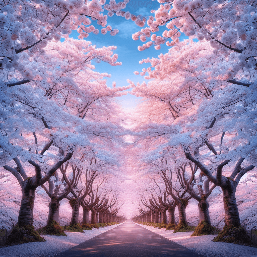 Charming Cherry Blossom Lane Paint By Numbers Art