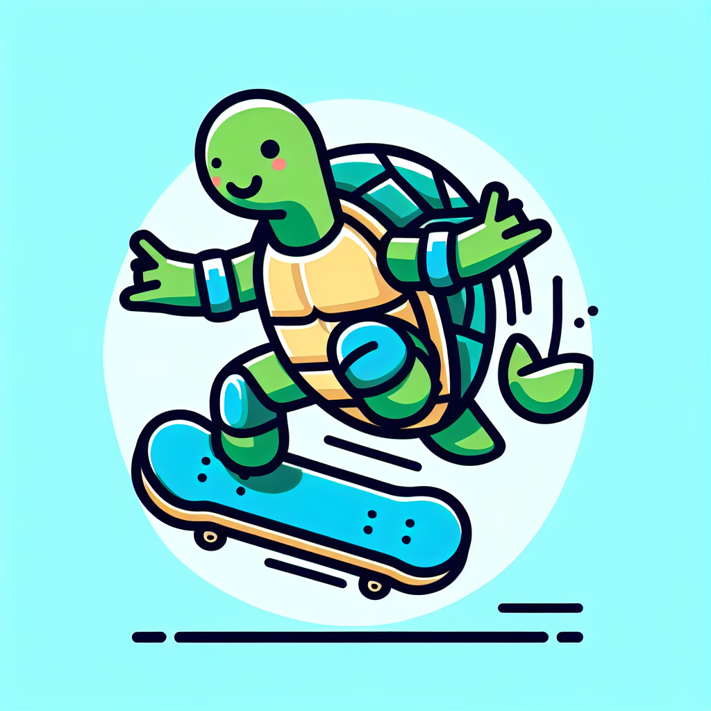 Skateboarding Turtle Paint By Color