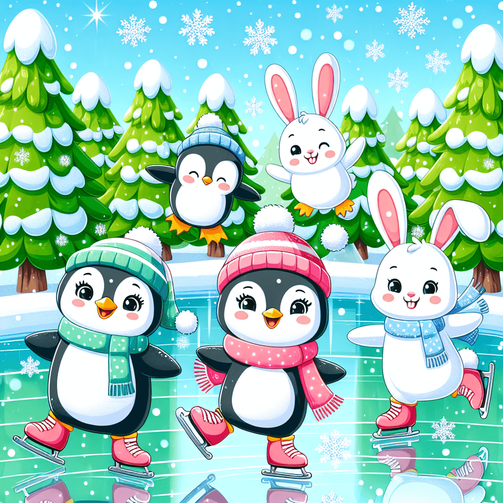 Cuddly Critters On Ice Paint By Numbers