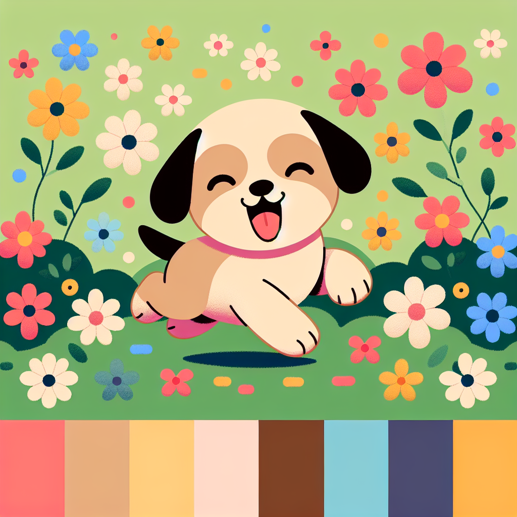Puppy's Playful Garden Paint By Number