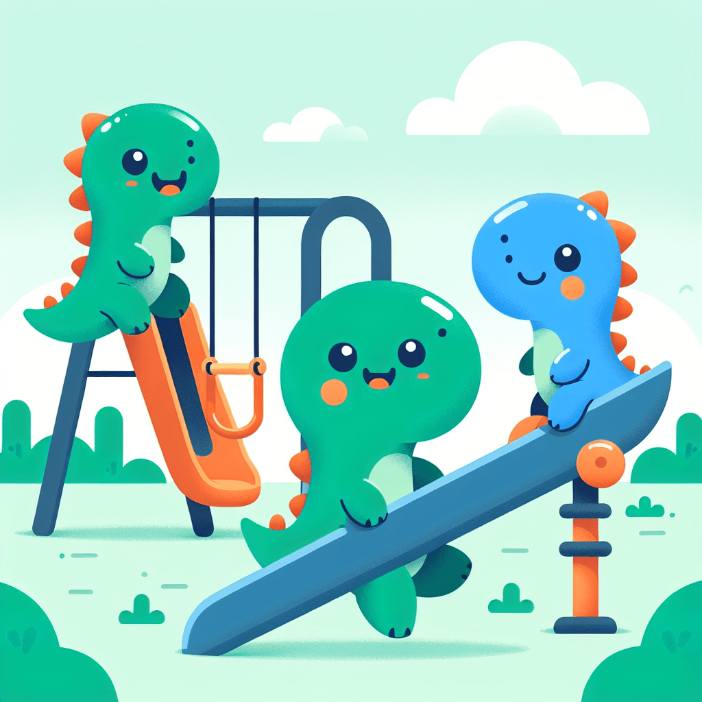 Dinosaurs In The Playground Paint By Color