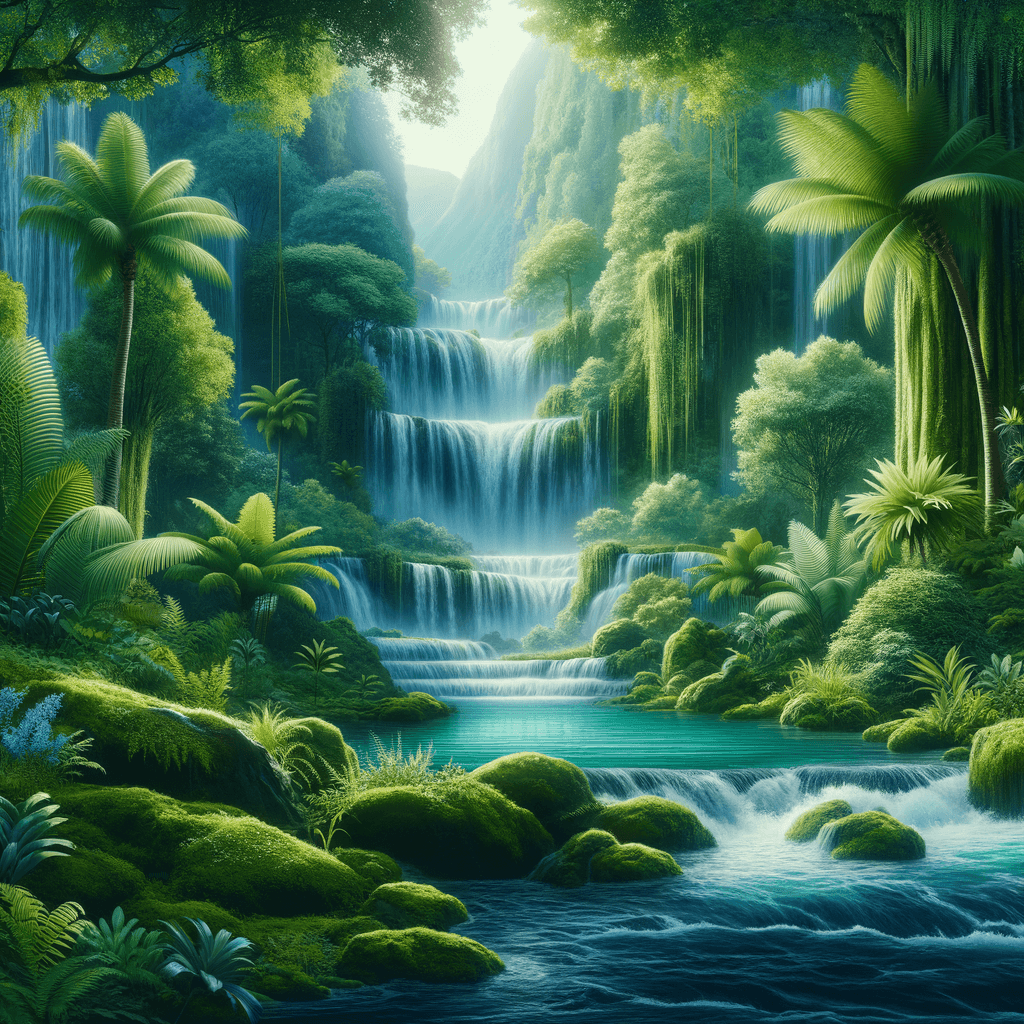 Lush Tropical Waterfall Numbered Painting Kits