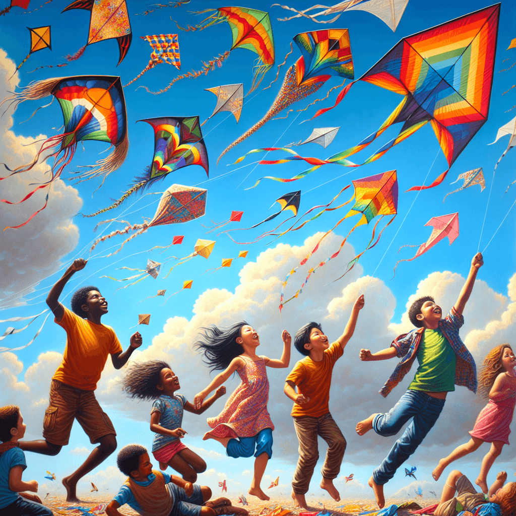 Cheerful Kite Flying Painting By Numbers Kit