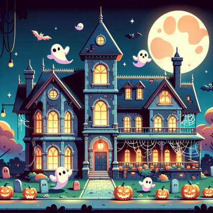 Spooky Ghostly Manor Painting By Numbers Kit